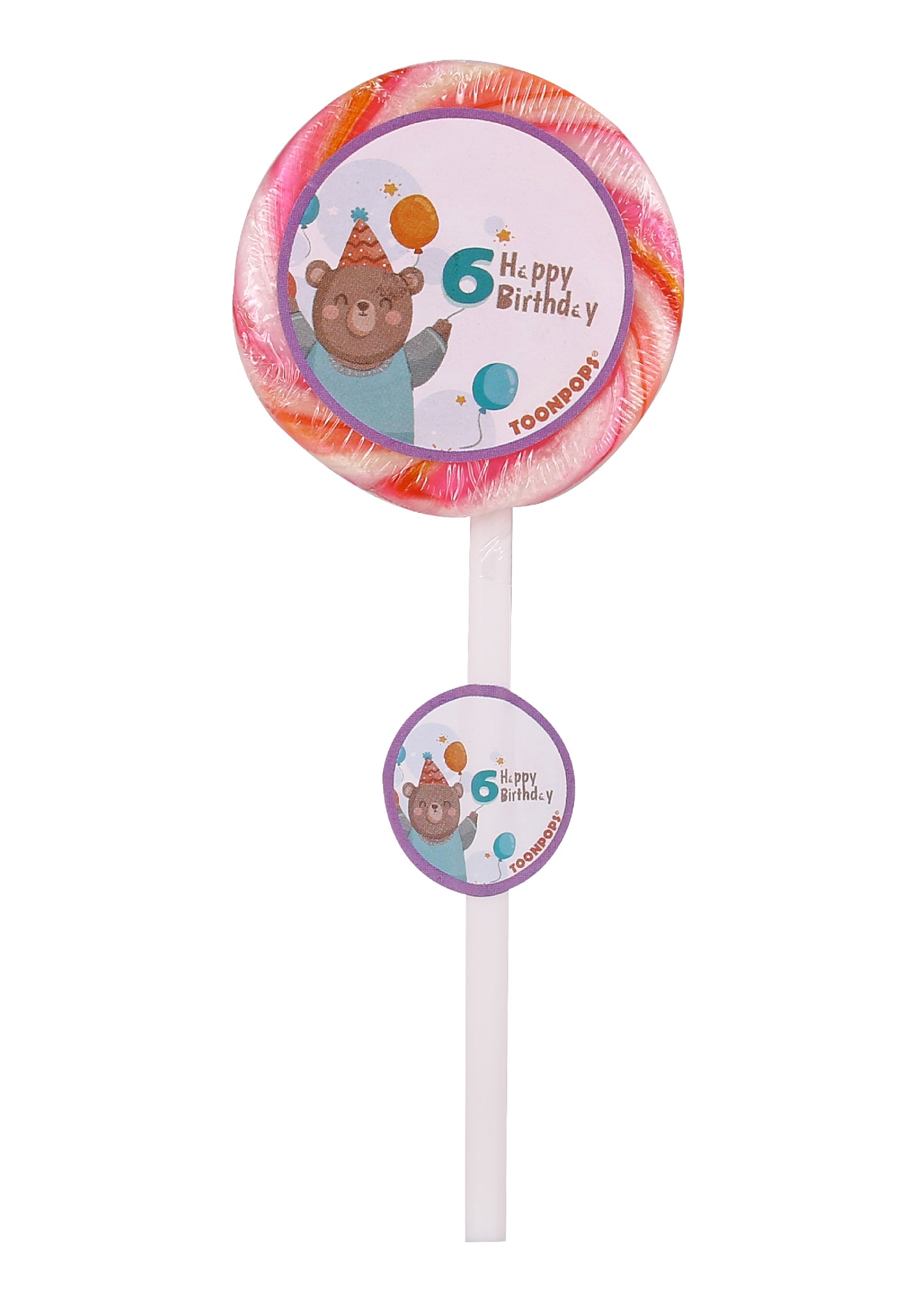 6th Birthday Pack | Cartoon Lollipops | Pack  of 60 | Toonpops