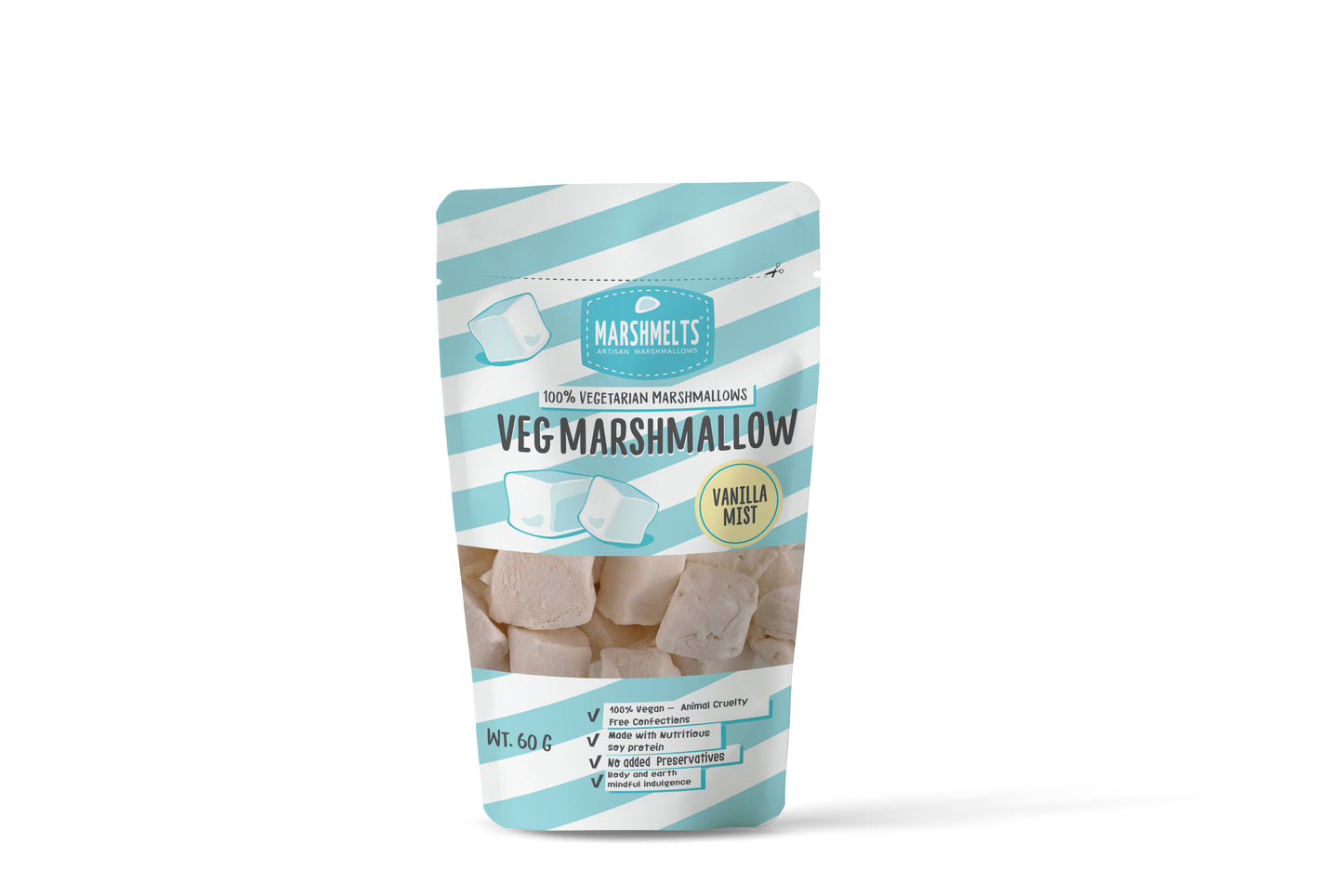 Salted Caramel & Vanilla Mist |  60 grams x 6 Packs  | Veg Marshmallow | Marshmelts